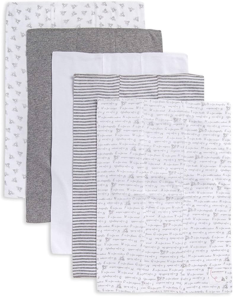 Burt's Bees Baby - 5 Pack of Burp Cloths, 100% Organic Cotton (1 Cloud, 1 Solid Color, 1 Honey Be... | Amazon (US)