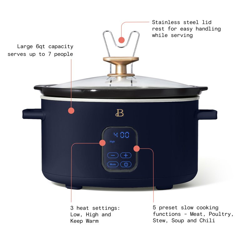 Beautiful 6 Qt Programable Slow Cooker, Noche Estrellada Azul by Drew Barrymore, | Walmart (US)