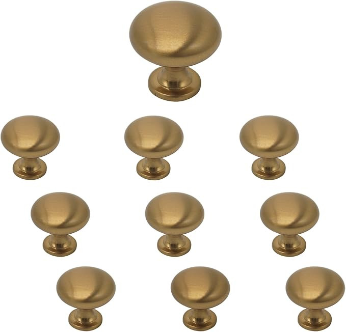 10 Pack Champagne Bronze Cabinet Knobs and Pulls 1-1/5'' Diameter Round Mushroom Kitchen Bedroom ... | Amazon (US)