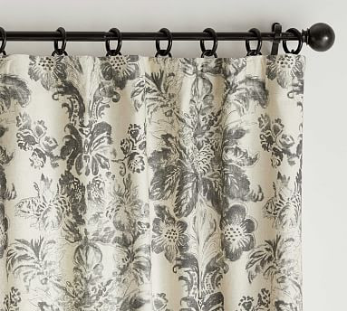 Thea Print Blackout Linen/Cotton Rod Pocket Curtain | Pottery Barn (US)