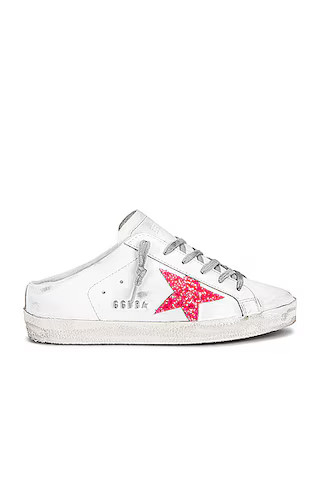 Golden Goose Superstar Sabot Sneaker in White & Pink Fluorescent | FWRD | FWRD 