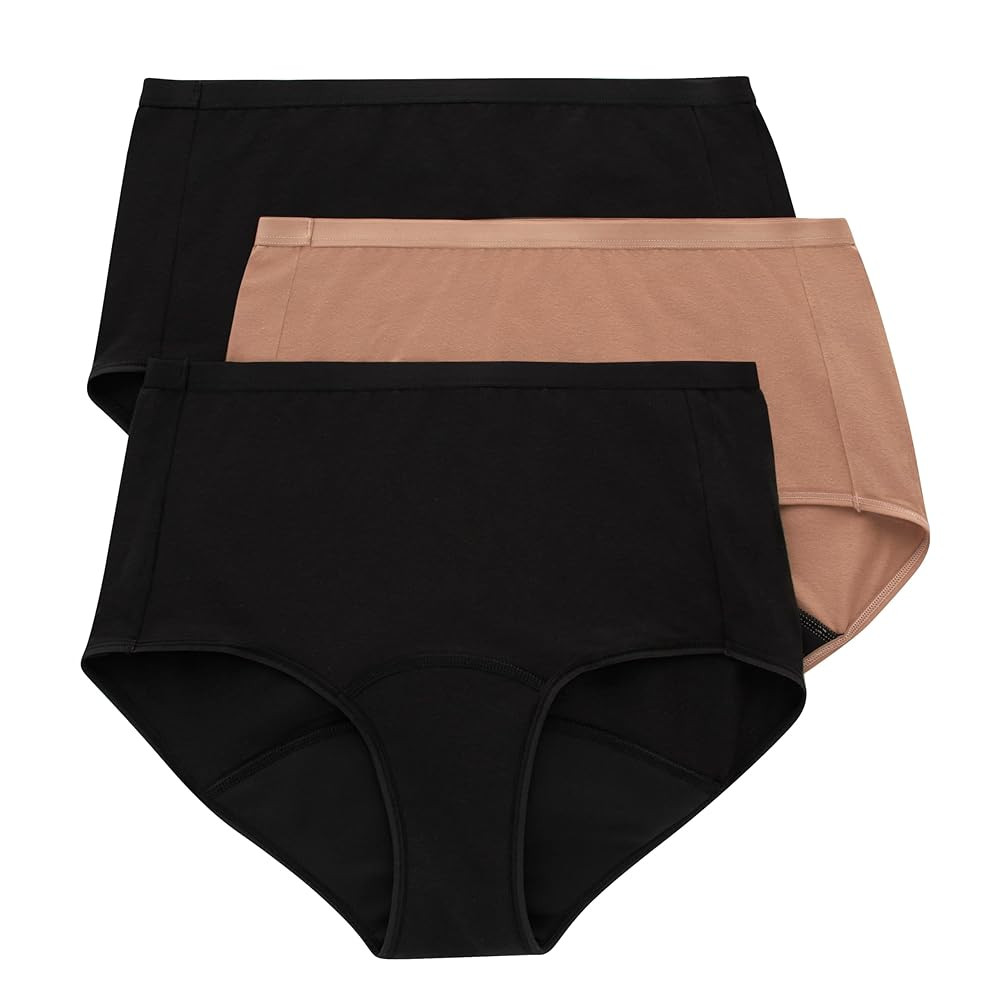 Hanes Women's Comfort, Period. Briefs, Super Leak Post-Partum & Period Underwear, 3-Pack | Amazon (US)
