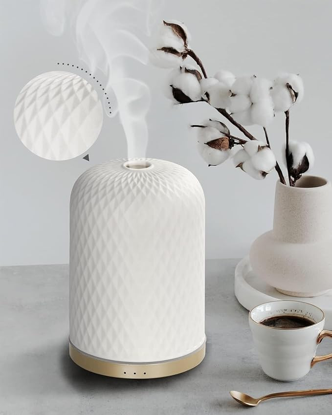 Essential Oil Diffuser,110ML Diffusers for Essential Oils Large Room, Ceramic Diffusers USB Power... | Amazon (US)