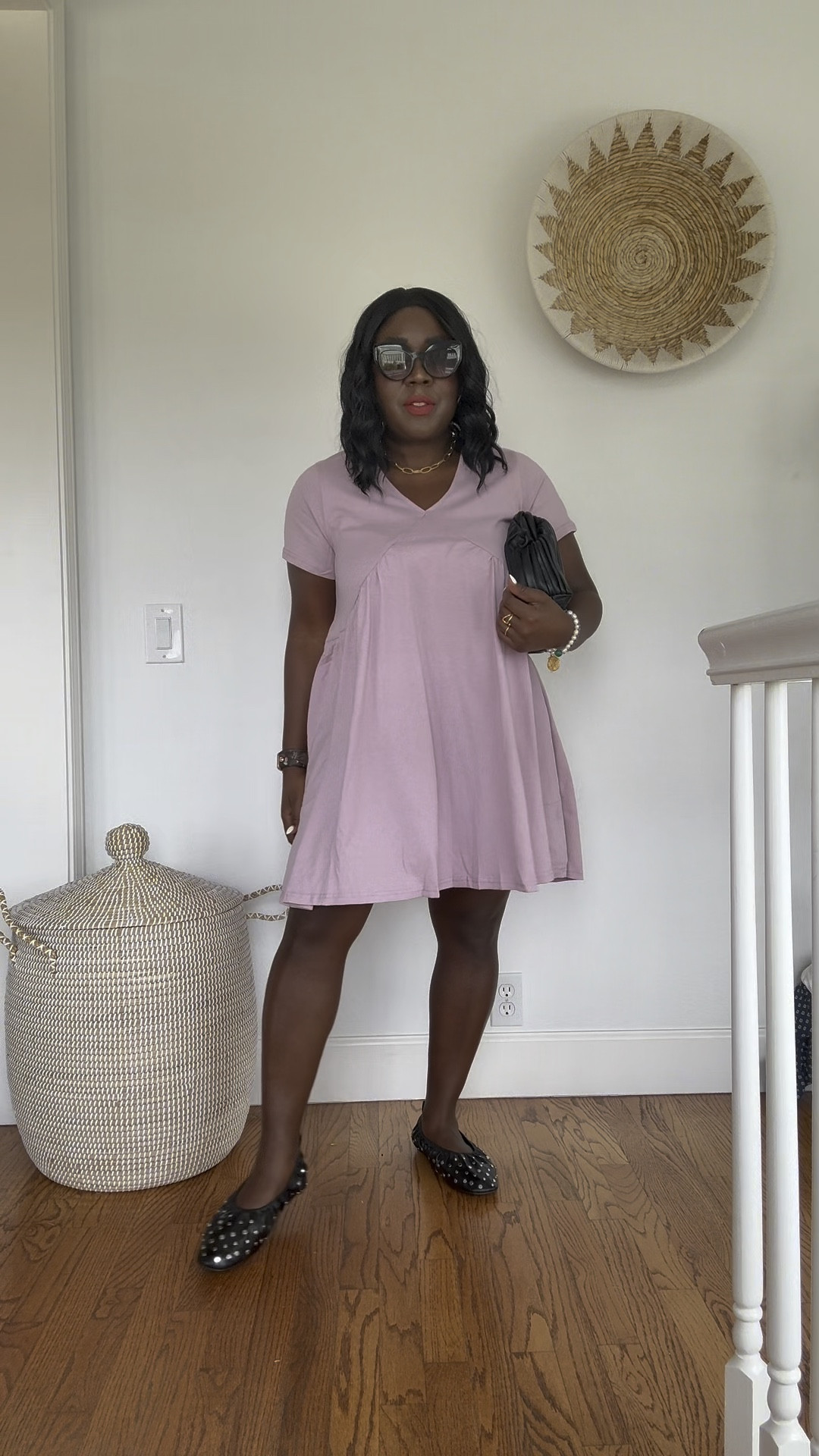 Styled this adorable babydoll dress from Amazon with cute little ballet flats from H&amp;M, pouch bag from Amazon, gold chain necklace and cute Target sunnies!!

#LTKStyleTip #LTKPetite #LTKMidsize
