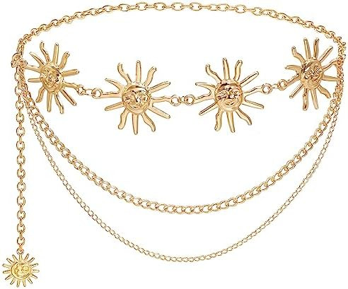 Multilayer Metal Sun Waist Chain Belt Fashion Body Jewelry for Women | Amazon (US)