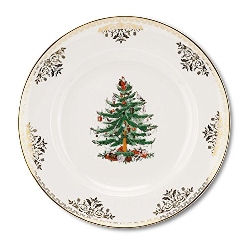 Spode Christmas Tree Gold Dinner Plate, 10 Inch - Celebratory Holiday Serveware, Classic Holiday Plate with Nostalgic, Festive Design - Fine Porcelain, Warm Oven & Dishwasher Safe | Amazon (US)