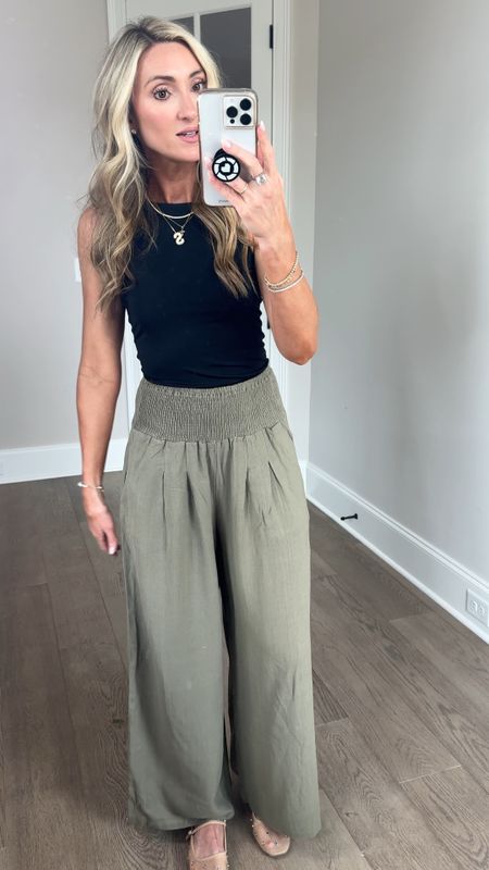 My ootd . Love these pants. So comfy! Would be super cute over a swimsuit too. Size small. Shoes are very on trend. 

#LTKVideo #LTKfindsunder50 #LTKstyletip