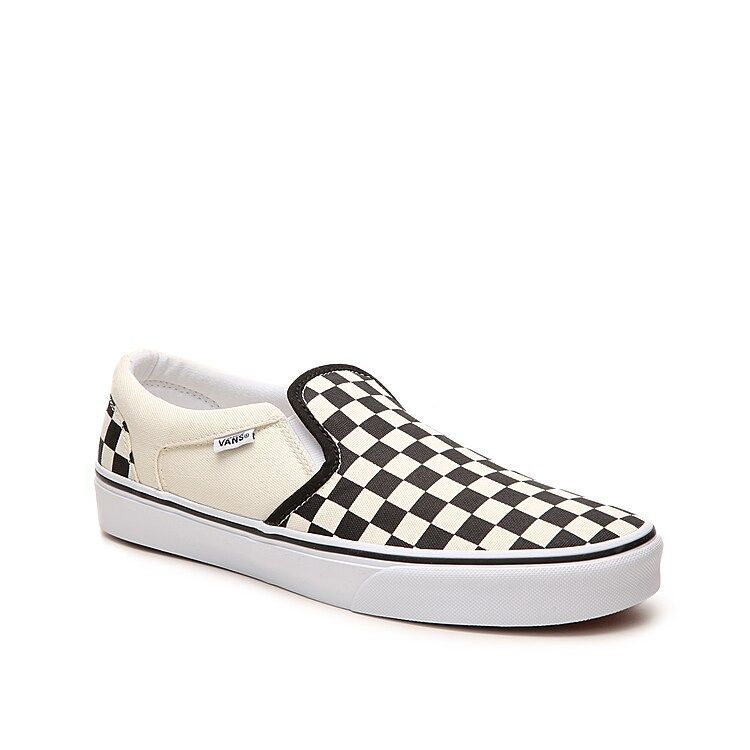 Vans Asher Checkered Slip-On Sneaker - Men's - Black/White - Size 9 - Skate Slip-On | DSW