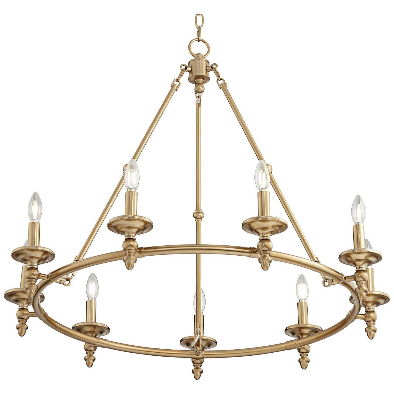 Stiffel Hartley 35" Wide Warm Antique Gold 9-Light Ring Chandelier | Lamps Plus