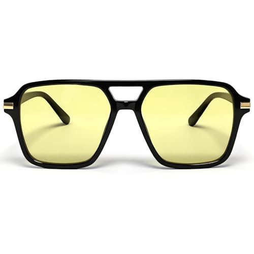 VISOONE Yellow Lens Sunglasses Women Men Night Vision Driving Square Shades Regan | Amazon (US)
