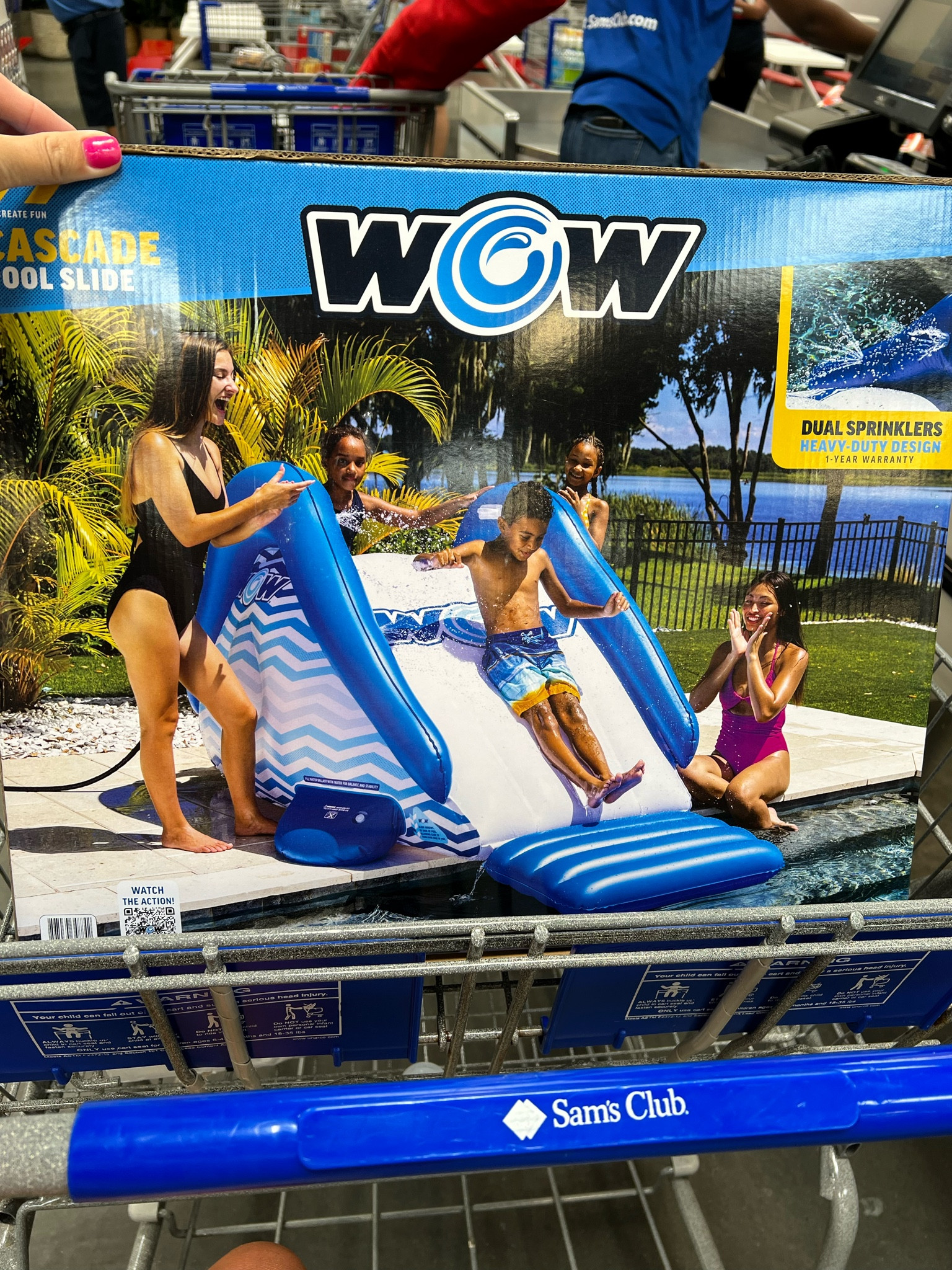 WOW Sports Cascade Pool Slide, Inflatable Slide with Sprinkler