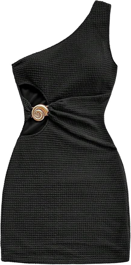 GORGLITTER Women's Crochet Vacation Dress Boho Cut Out Sundresses One Shoulder Sleeveless Summer ... | Amazon (US)