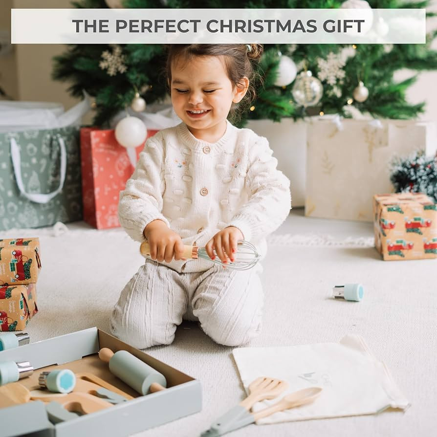 Wooden Cooking & Baking Set for Kids - Safe & Real Kitchen Tools Give Toddlers a Fun Cooking Expe... | Amazon (US)