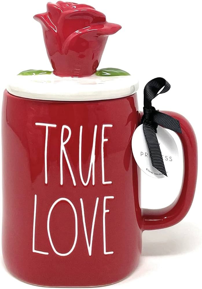 Rae Dunn TRUE LOVE - with ROSE topper - Valentine's Day - Ceramic - Dishwasher and Microwave safe... | Amazon (US)