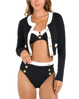 L'AGENCE Adaline Color Blocked Swim Cover-Up Cardigan   | Bloomingdale's Women | Bloomingdale's (US)