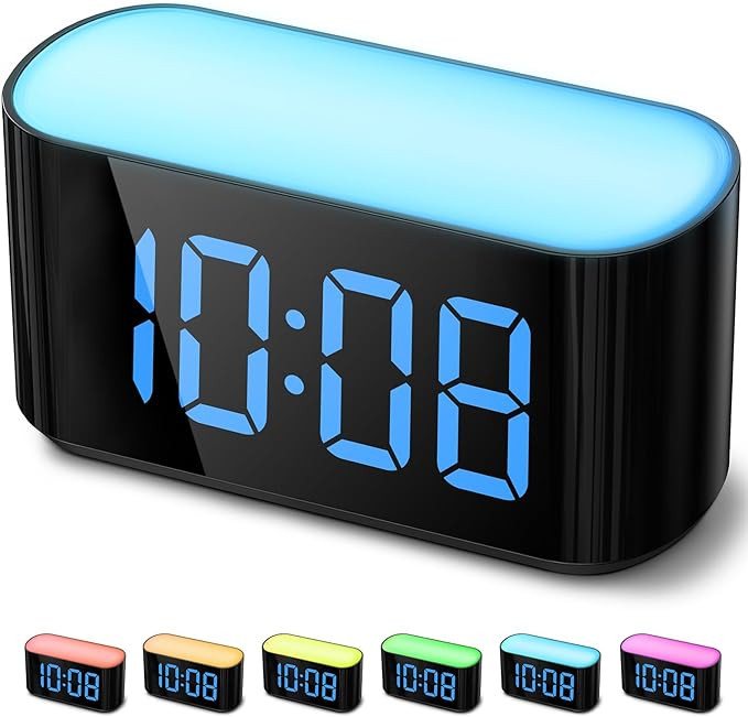 HOUSBAY Digital Alarm Clock for Bedrooms - Large Display Easy to Read Across The Room, 7 Larger C... | Amazon (US)