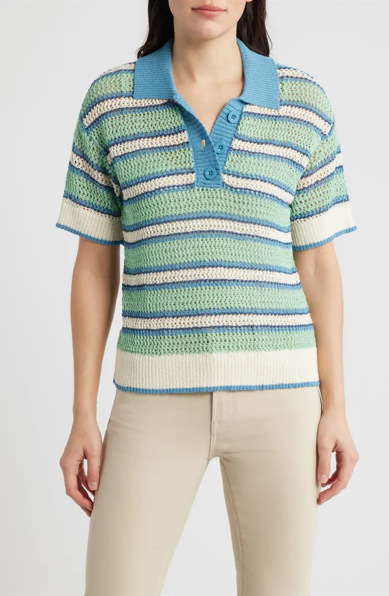 Open Knit Polo Sweater | Nordstrom