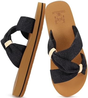 KuaiLu Womens Dressy Bow Sandals Arch Support Yoga Foam Cushion Comfortable Walking Slides Open T... | Amazon (US)