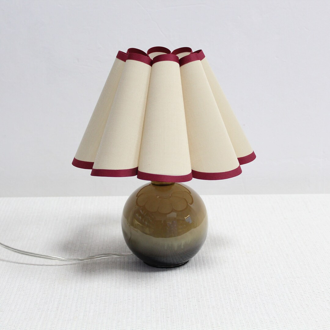 Handmade Khaki Fabric Table Lamp With Burgundy Trim-9# - Etsy | Etsy (US)