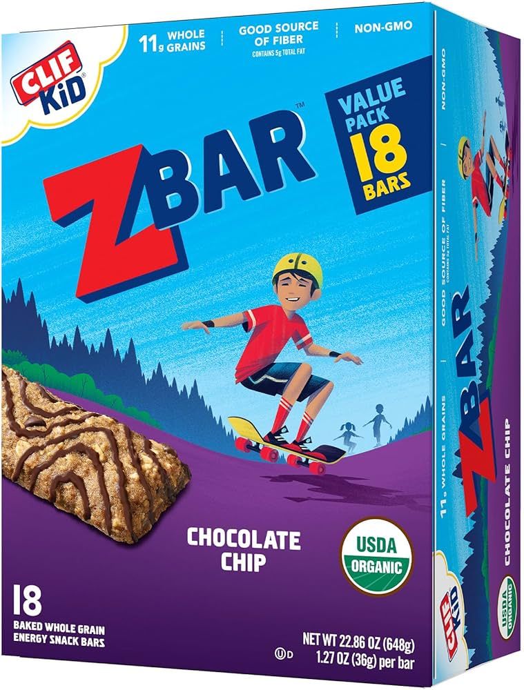 Clif Kid Zbar - Organic Granola Bars - Chocolate Chip - Non-GMO - Organic -Lunch Box Snacks (1.27... | Amazon (US)