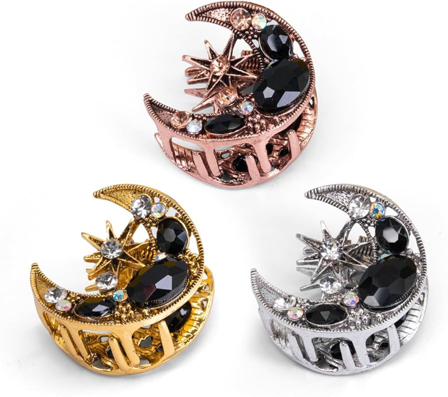 Metal Hair Clips For Women and Girls Lightweight Retro Style With Sparkly Glitter Rhinestones Jaw... | Amazon (US)