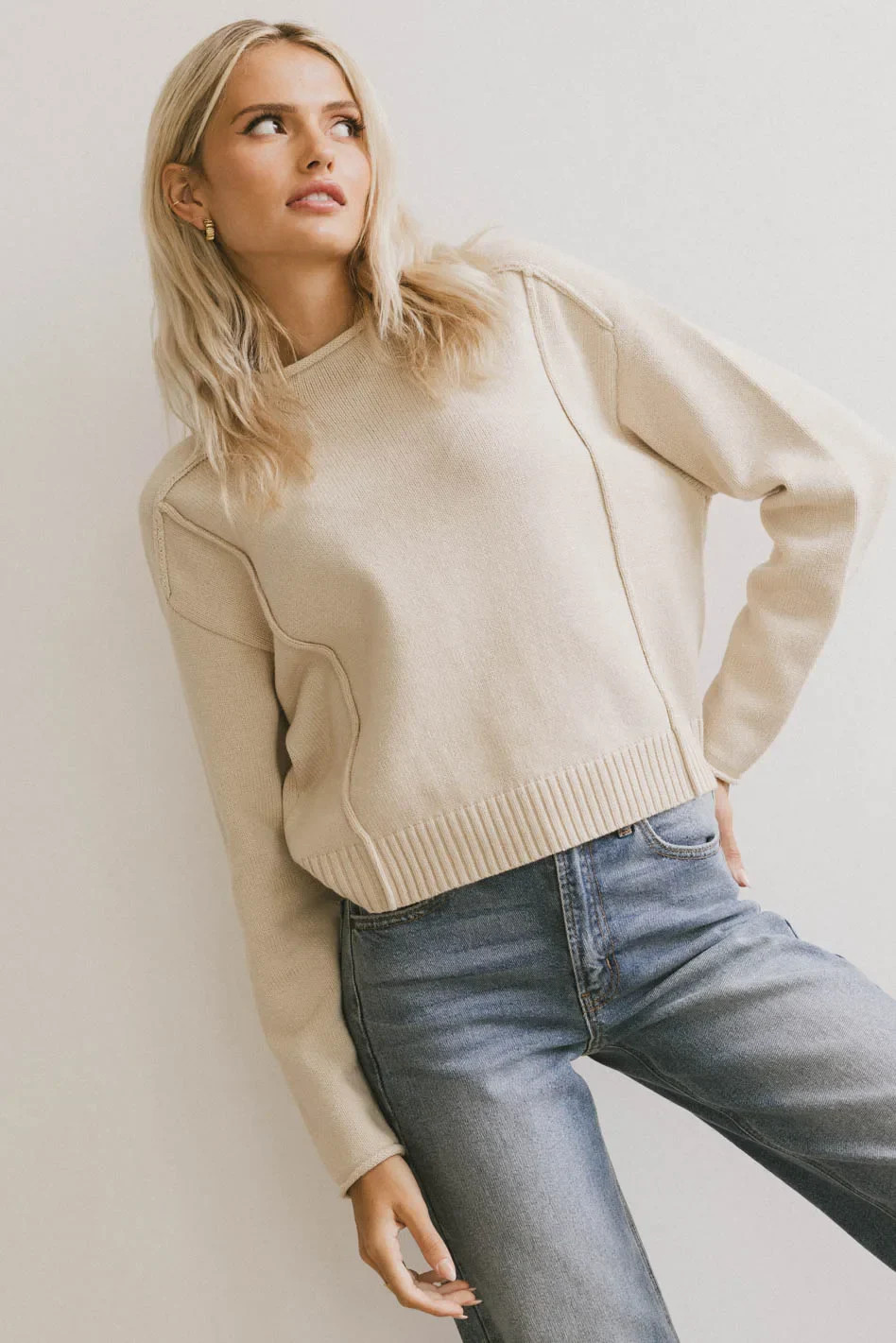 Leander Knit Sweater in Oatmeal | Böhme US