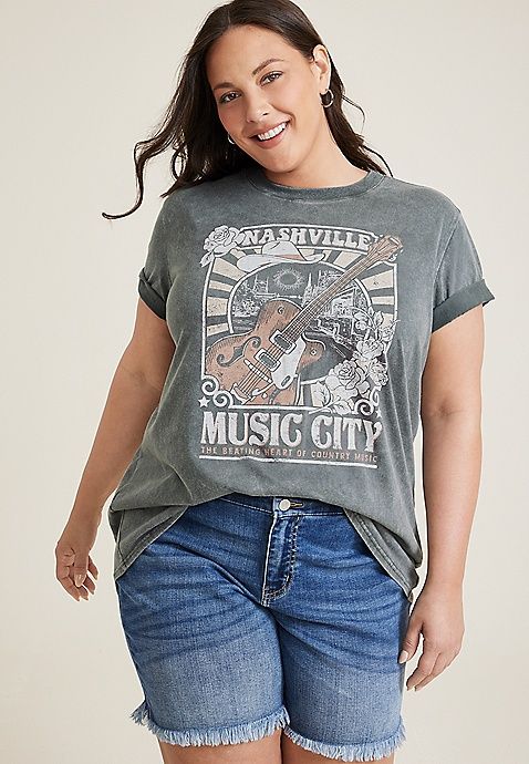 Plus Size Nashville Music City Boyfriend Graphic Tee | Maurices