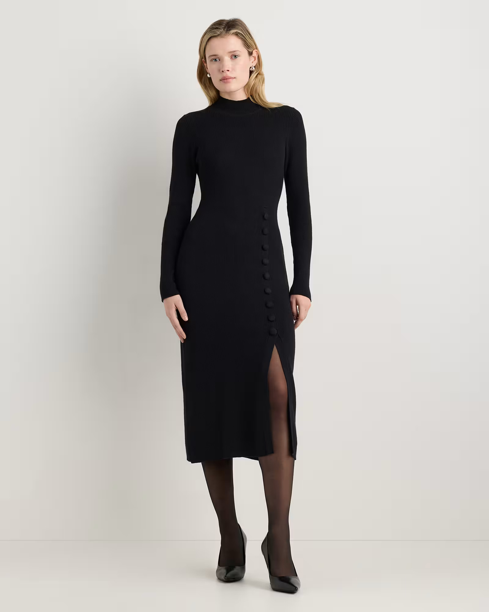 Cotton Cashmere Side Slit Midi Dress | Quince