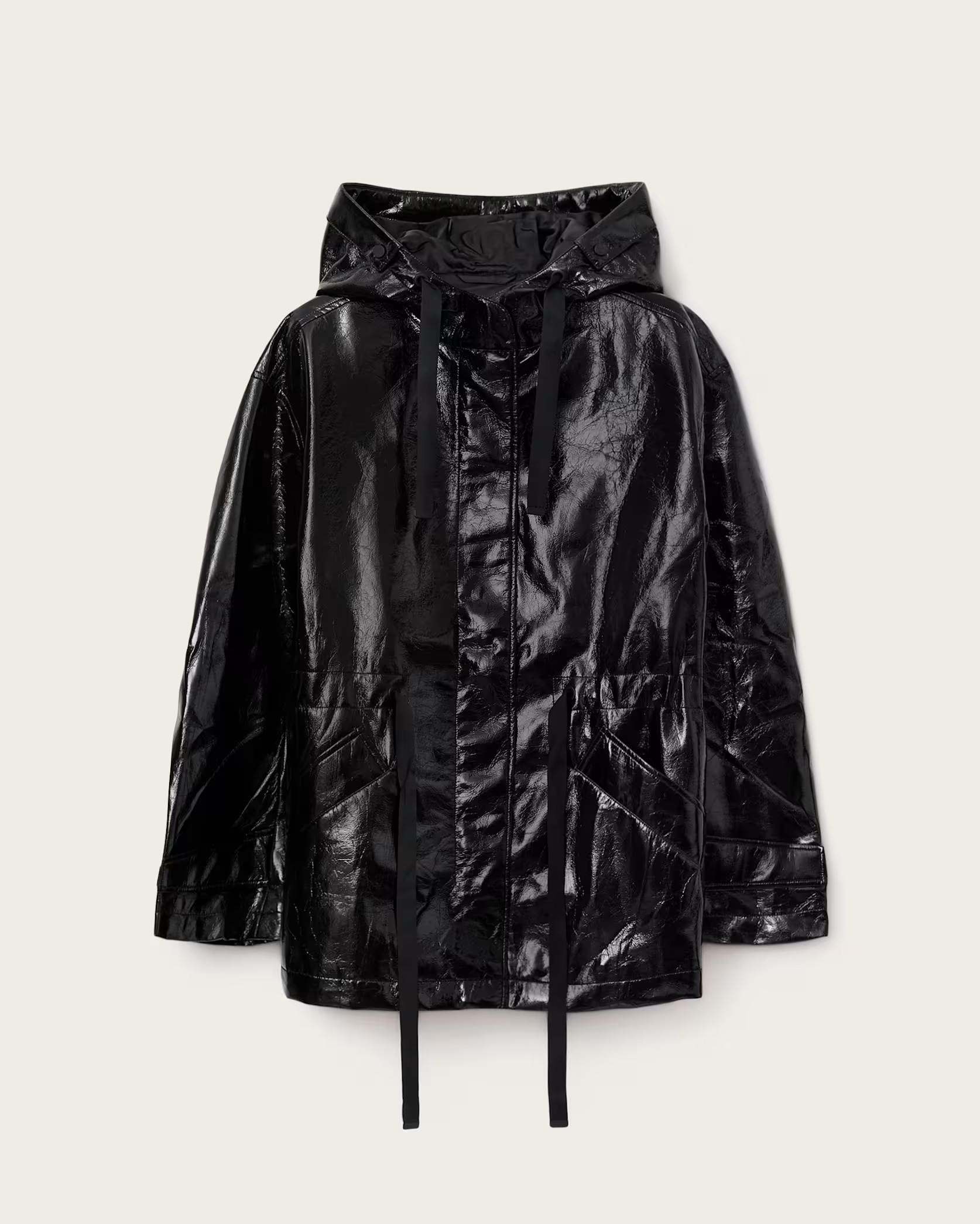 Kelsie Shine Hooded Jacket Black | ALLSAINTS | AllSaints UK