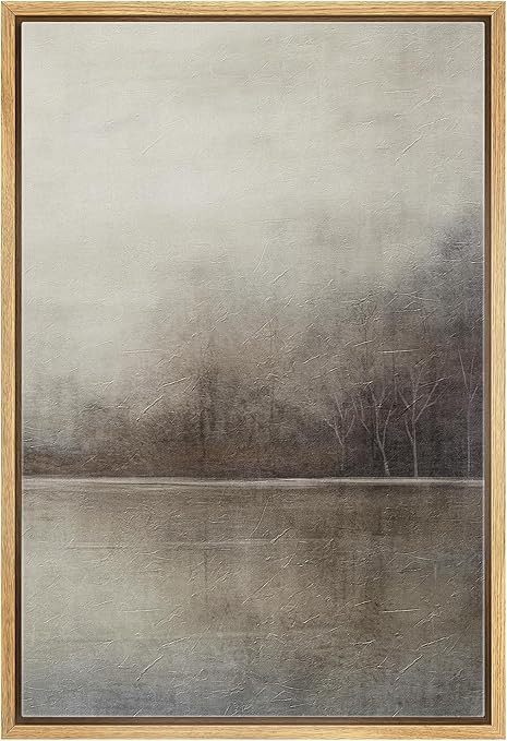 SIGNWIN Framed Canvas Print Wall Art Grey Tan Pastel Watercolor Grunge Landscape Abstract Shapes ... | Amazon (US)