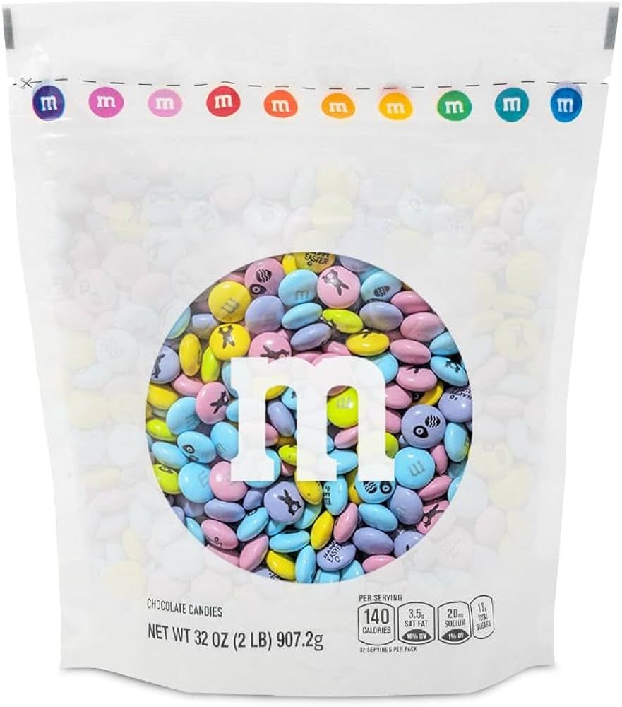 M&M'S Easter Milk Chocolate Candies, 2 Pounds of Bulk Candy in Resealable Pack, Printed M&M'S Wit... | Amazon (US)