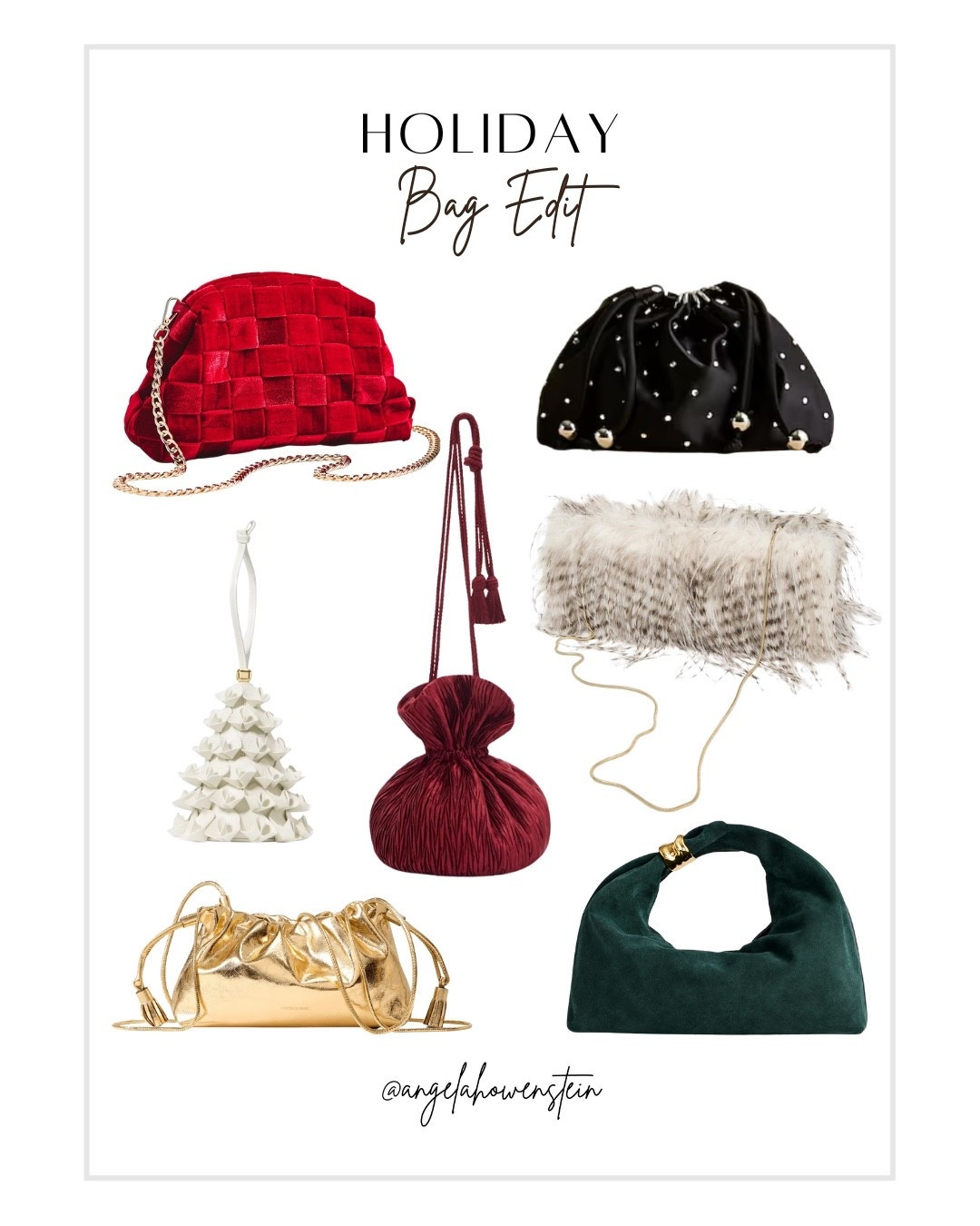 These are the little statement bags that instantly dress up a simple outfit. Perfect for parties, dinners, and everything festive in between.

#holidaybags #holidayedit #eveningbags #statementbags #partyaccessories #giftideas #chicaccessories #winterstyle #festivefashion



#LTKGiftGuide #LTKHoliday