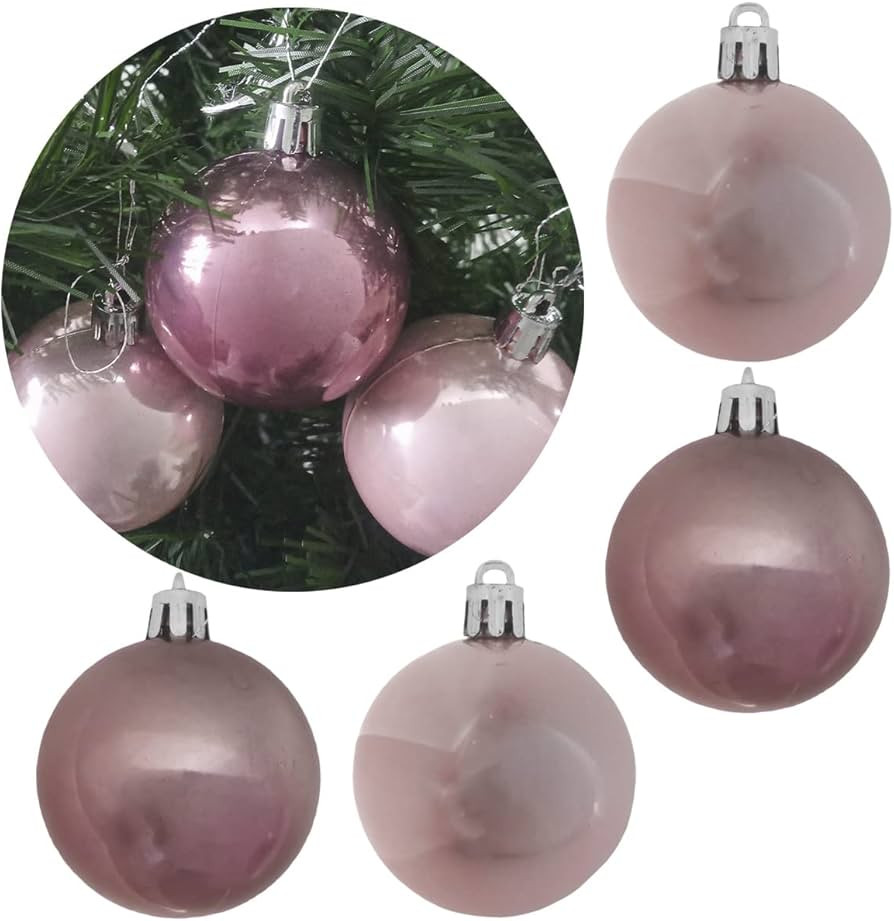 Kit 30 Bolas Enfeite Natal Lisa/Brilho Rose 6CM | Amazon (BR)