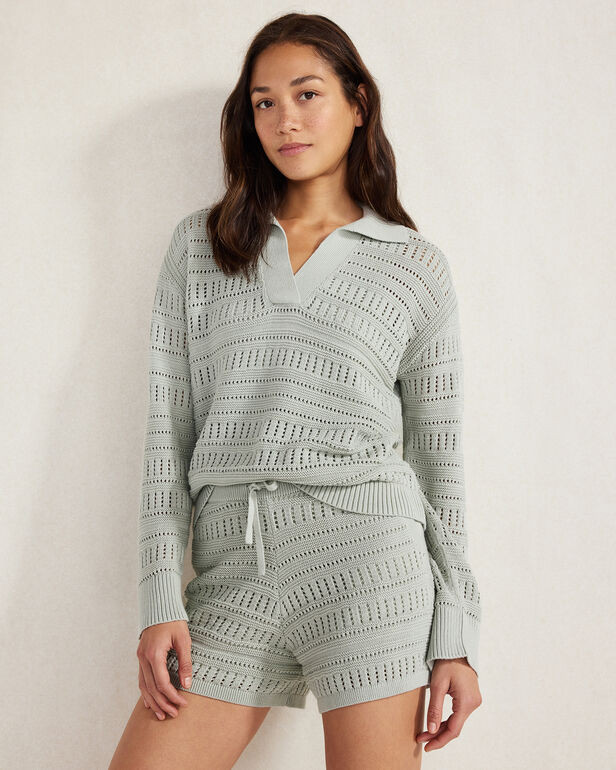 Organic Cotton Open Stitch Johnny Collar Sweater | Haven Well Within