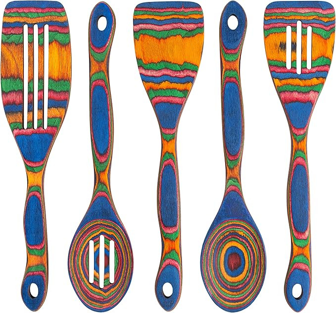 5pc Wood Cooking Utensils Set - Wooden Spoons for Cooking – Pakka Wood Utensils for Cooking and... | Amazon (US)