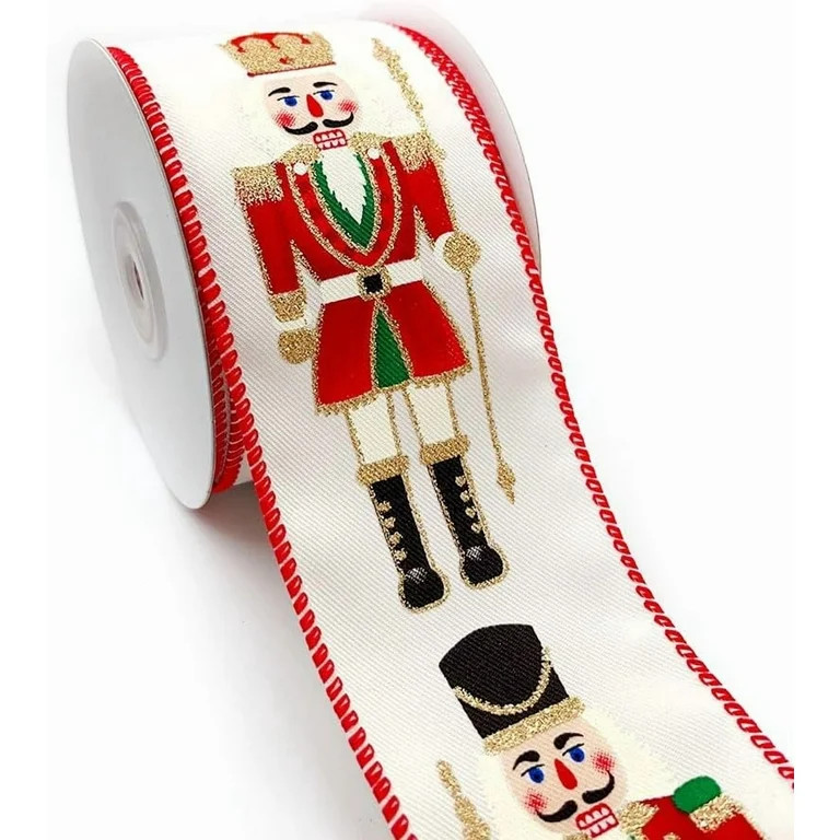Shop WR 63-5222 Nutcracker Holiday Wired Edge Ribbon – 2.5" x 10 Yards – Christmas Red White ... | Walmart (US)