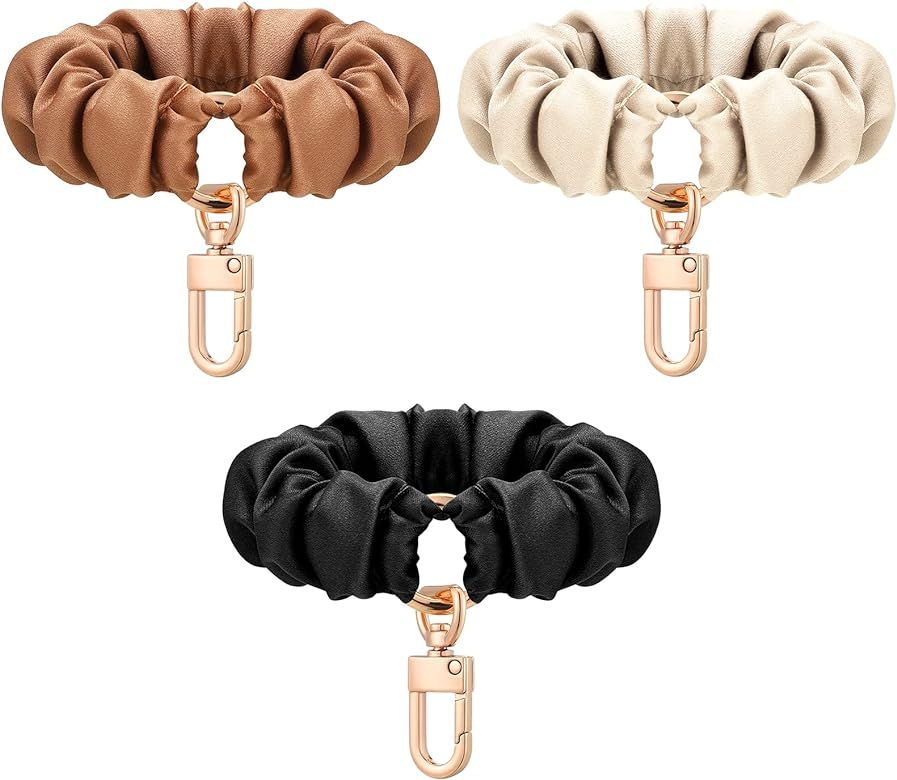 Jadive 3 Pcs Scrunchie Wristlet Bracelet Keychain for Women Soft Removable Stretchy Hair Keyring ... | Amazon (US)