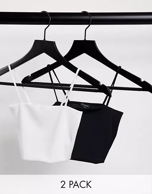 Monki Alice 2 pack crop cami vest in black and white | ASOS (Global)
