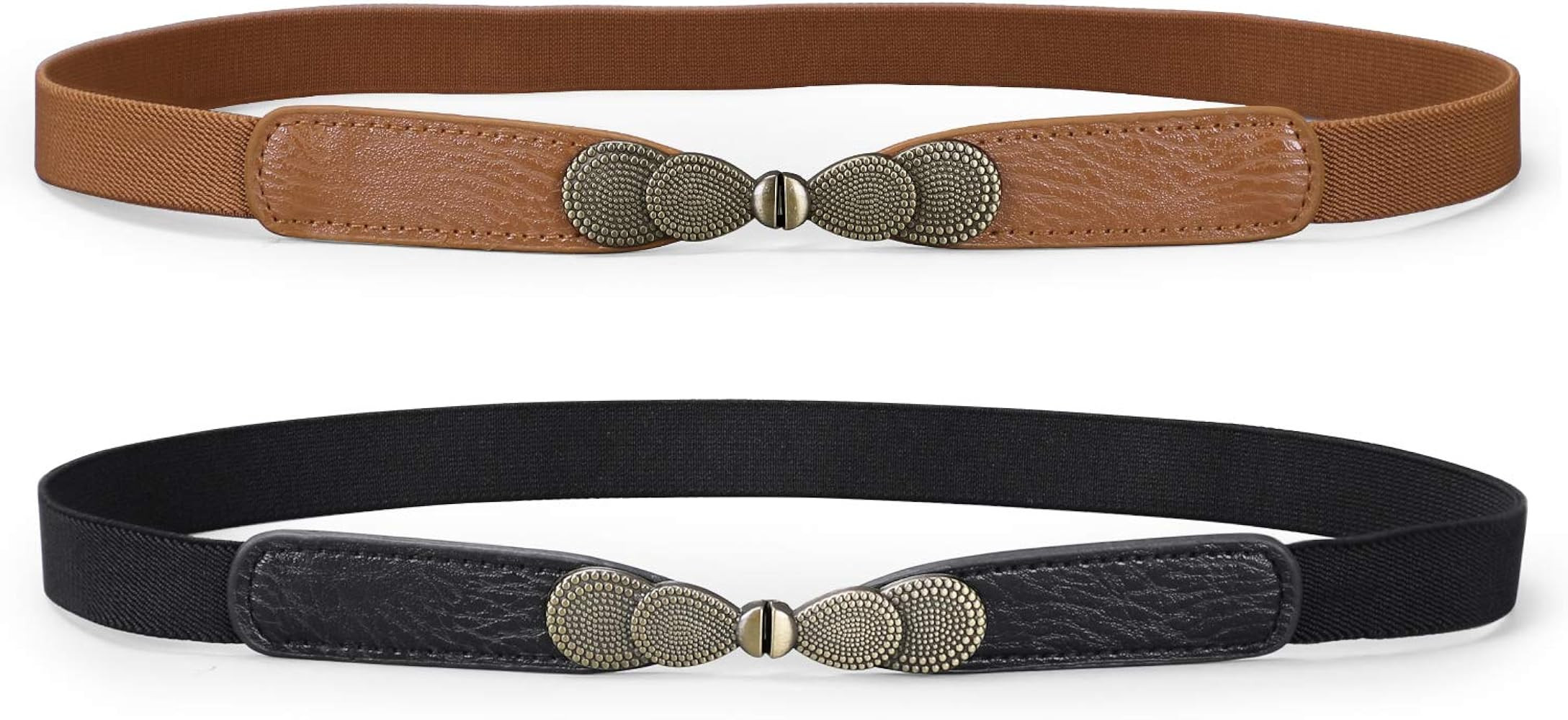 JASGOOD Women Skinny Elastic Stretch Belt for Dresses Retro Ladies Waist Vintage Thin Belt | Amazon (US)