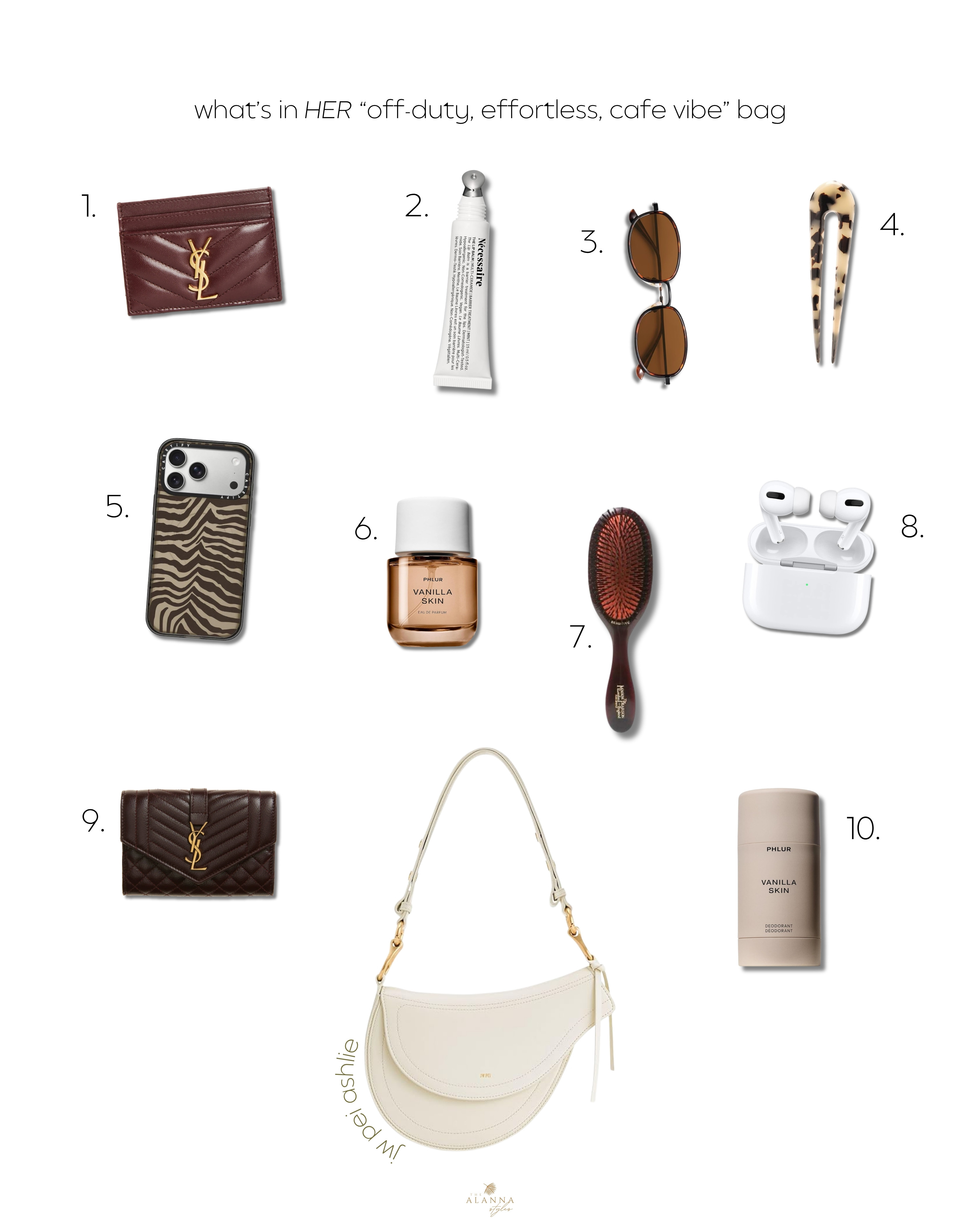 low morning essentials. 🥯☕️ what’s in her bag for that effortless, "off-duty" cafe vibe. focusing on rich chocolate tones and vanilla scents today. this jw pei bag is the perfect size for your airpods, phlur perfume, and all the little things that make an outfit pop.

#whatsinmybag #offdutystyle #cafevibe #jwpei #aesthetic #phlur #essentials 

 #LTKootd