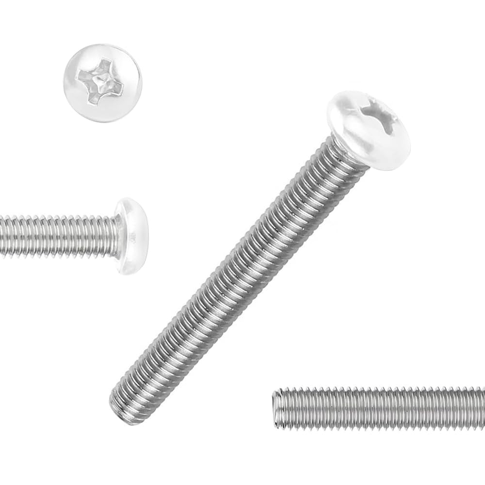 QISHENG 100 PCS White Head #10-24X1-1/2(1.5 inch) Stainless Steel Phillips Pan Head Machine Screw... | Amazon (US)