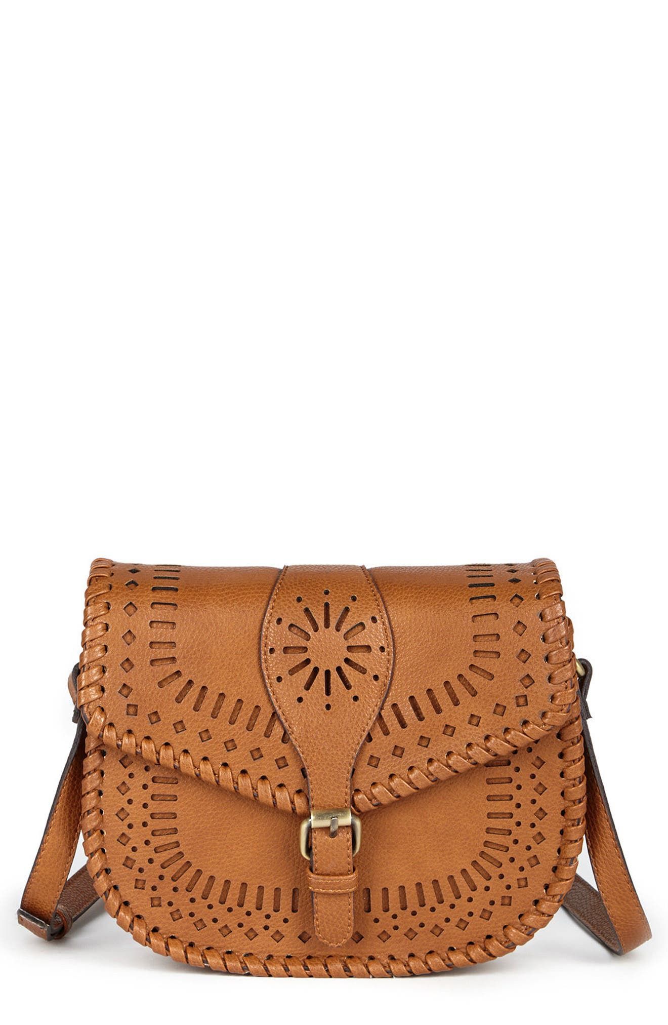 'Kianna' Perforated Faux Leather Crossbody Bag | Nordstrom