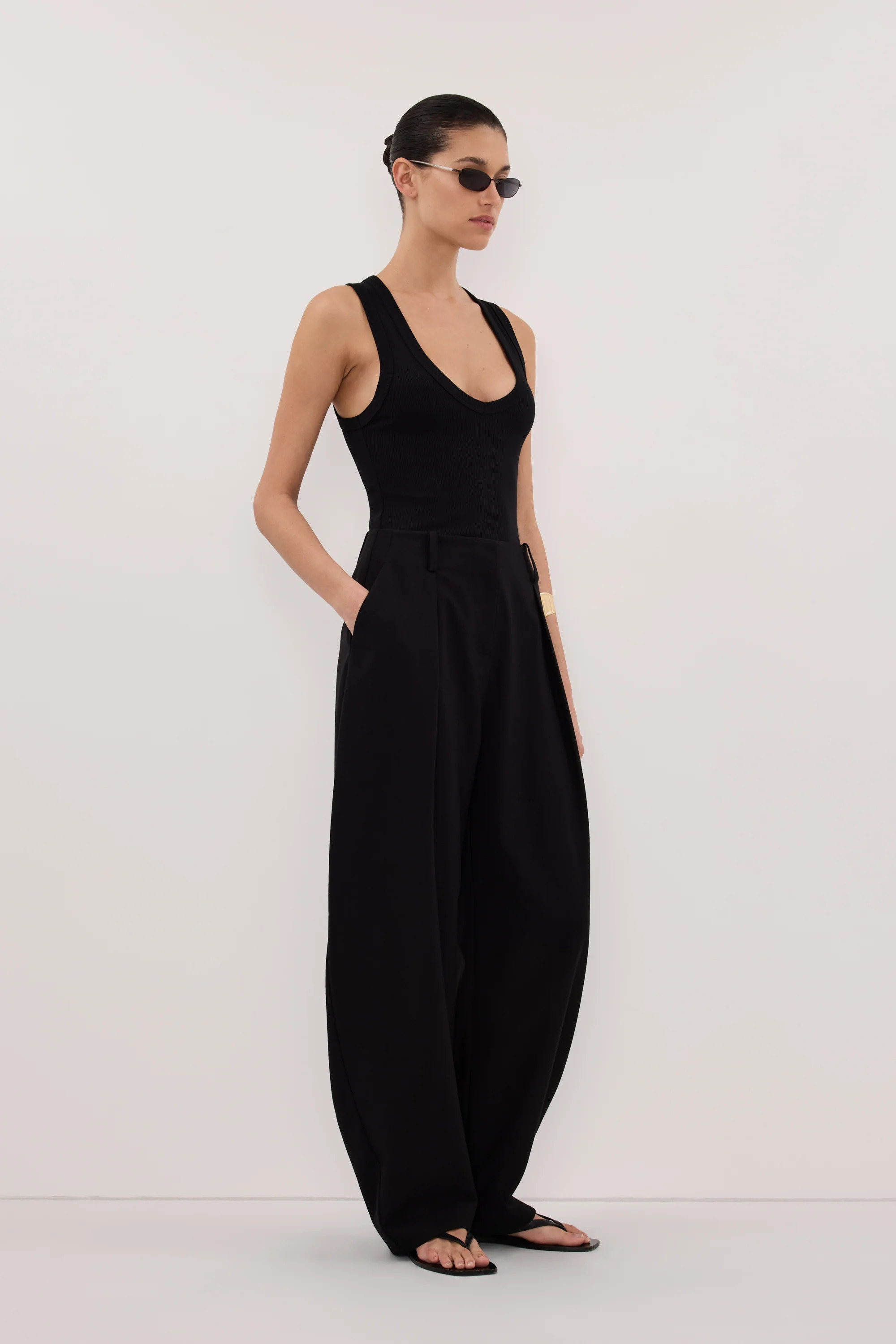 YASMIN BLACK KNIT TANK | DISSH
