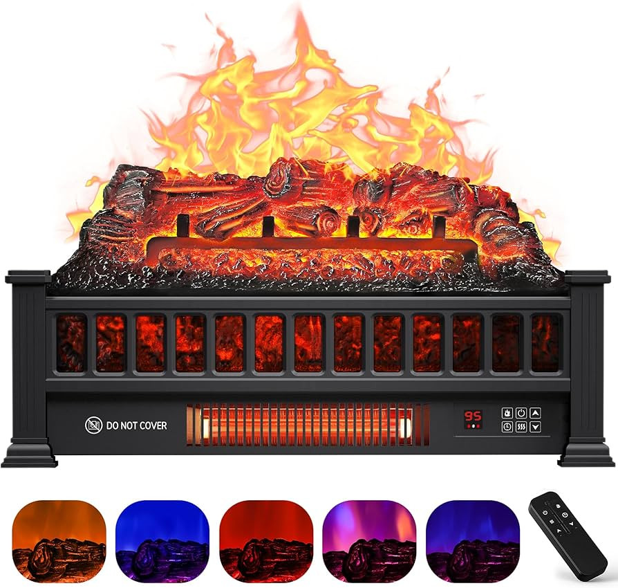 Electric Fireplace Logs Inserts Heater 20-Inch, Remote Controller Fireplace Heater, Adjustable Fl... | Amazon (US)
