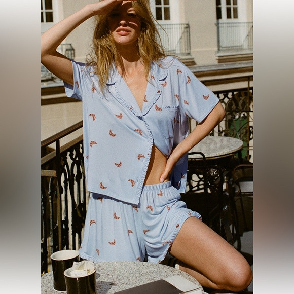 Aerie Real Soft Ruffle Croissant Pajama Set | Poshmark