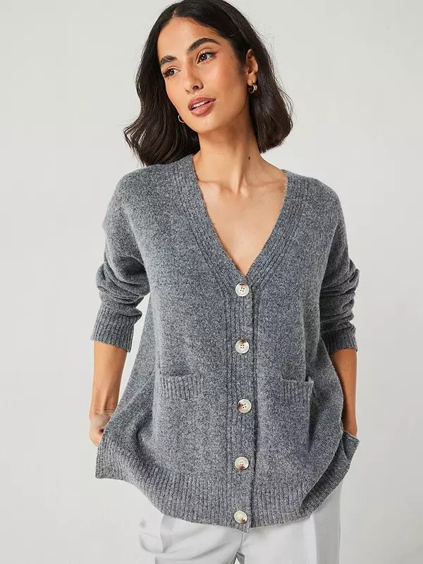 V by Very Relaxed Rib Detail Cardigan | Very (UK)