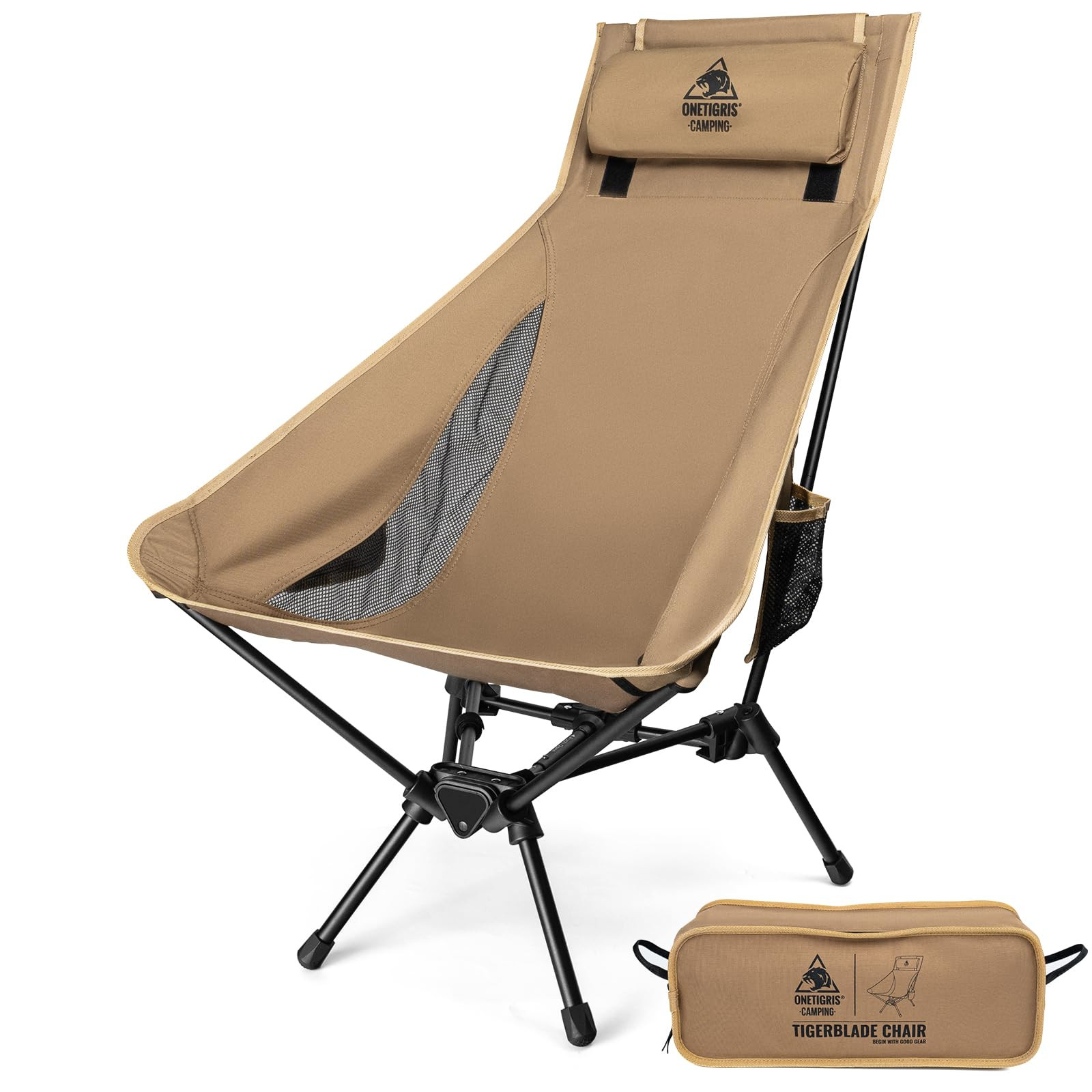 OneTigris Tigerblade High Back Camping Chair with Pillow Design, Comfortable Widened Seat Folding Chair | Amazon (US)