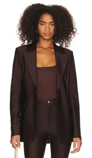 Good American Disco Sculpted Blazer in Chocolate. - size 7 (also in 6) | Revolve Clothing (Global)