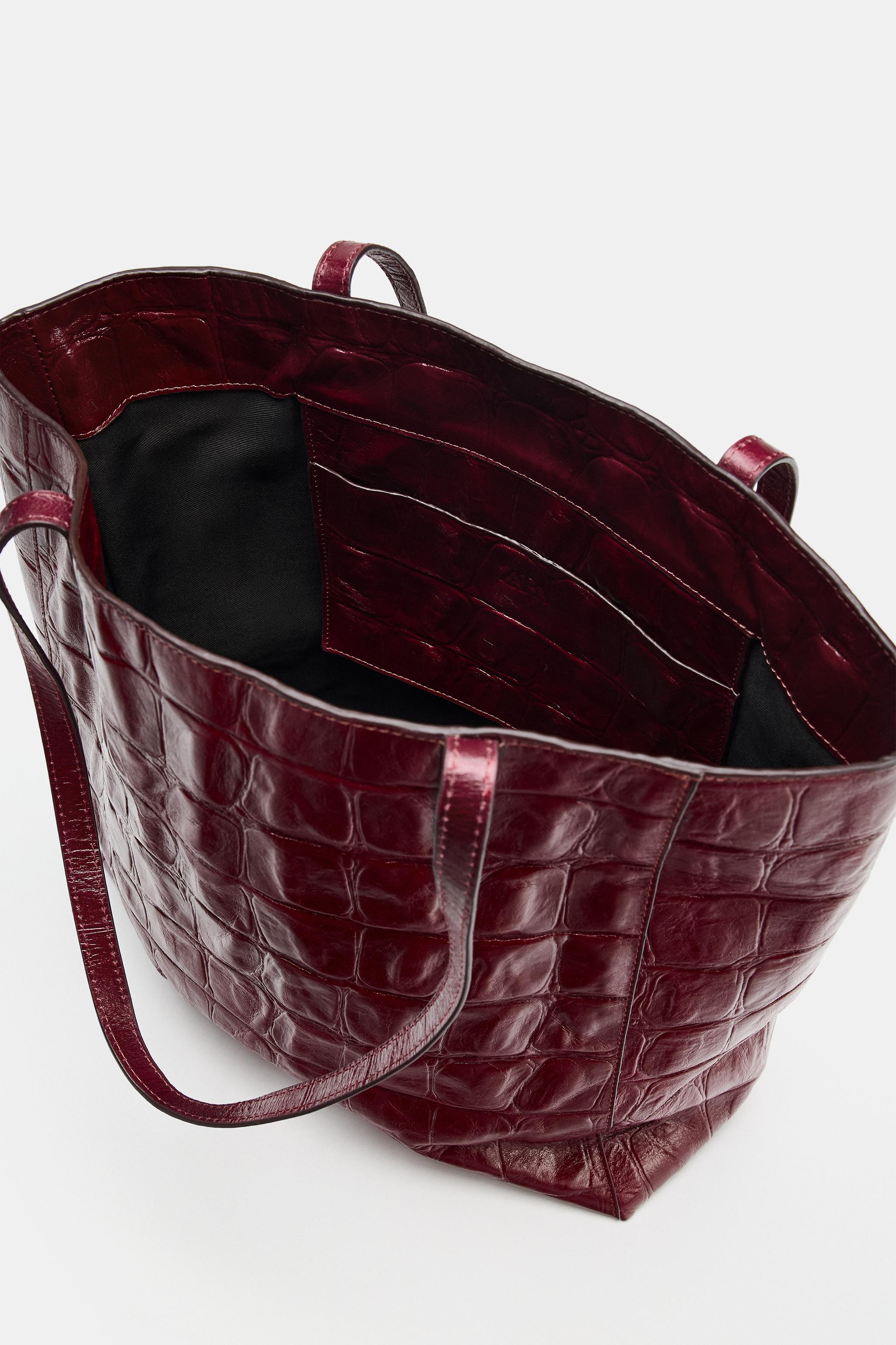 ANIMAL-PRINT LEATHER SHOPPER BAG | Zara US