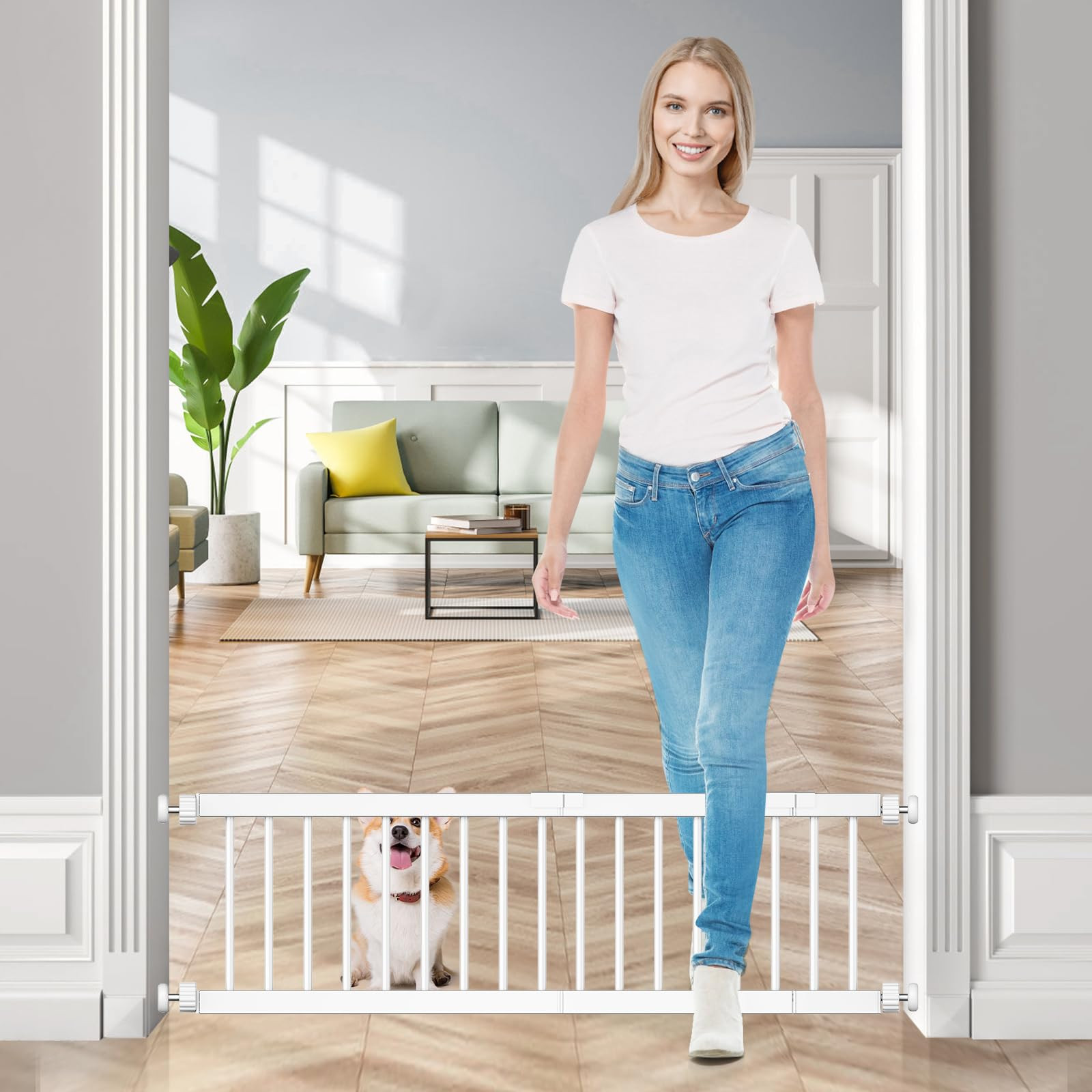 Fldofaves Dog Gate - 18"-45" Adjustable Extra Wide Metal Baby Gate to Step Over, 10" Tall Small P... | Amazon (US)